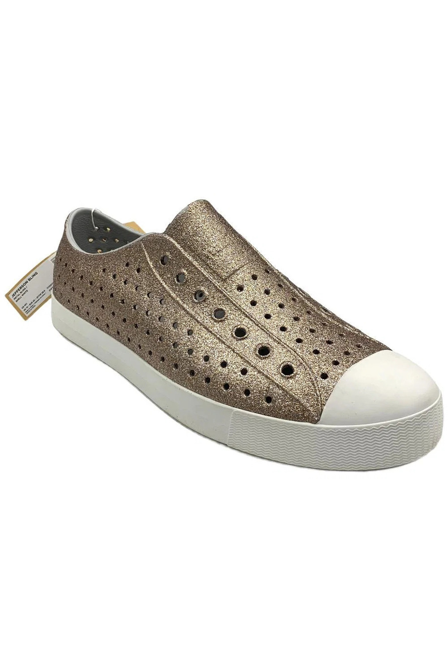 Native Women's Jefferson Bling Sneakers Metal Bling/Shell White - Medium